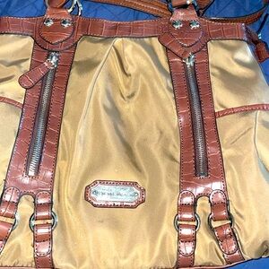 🛍 VINTAGE Etienne Aigner Tan Brown Leather Nylon Bag